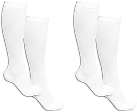 Pack of 2 White Pairs Which Is 4 Knee to Upper Calf High Compression Socks for Men with Shoe Sizes From 7-11 USA Compression Stockings