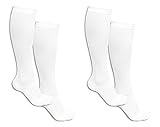 Pack of 2 White Pairs Which Is 4 Knee to Upper Calf High Compression Socks for Men with Shoe Sizes From 7-11 USA Compression Stockings