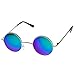 zeroUV - Retro Round Sunglasses for Men Women with Color Mirrored Lens (Silver/Blue-Green)