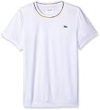 Lacoste Men's Short Sleeve Ultra Dry Pique with Jacquard Detail T-Shirt, TH3132, White/Buttercup/Apricot/Medium, X-Large