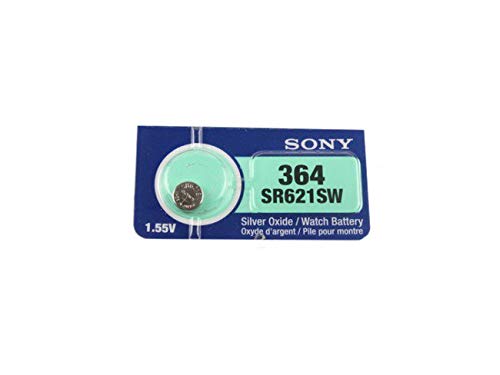 Sony 364 (SR621SW) 1.55V Silver Oxide 0% Hg Mercury Free Watch Battery (5 Batteries)