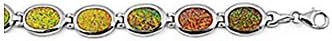 Noureda Sterling Silver Stylish Oval Cut Black Lab Opal Link on Bezel Setting Bracelet with Lobster Clasp Closure, Length of 7.5" Width: 10MM