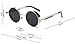 GAMT Retro Gothic STEAMPUNK Round Sunglasses Metal Frame Mirrored Circle Lens Silver Frame Grey