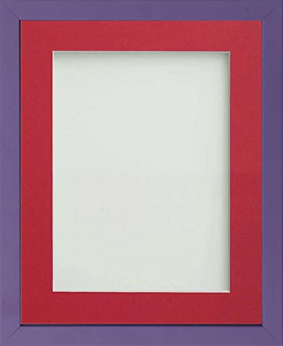 Frame Company Jellybean Range Purple Wooden 7x5 inch Picture Photo Frame with Red Mount for Image 6x4 inch * Choice of Colours & Sizes* Fitted with Perspex