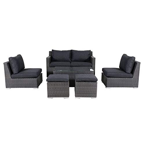 OUTLIV. Spain Gartenlounge 6tlg. aus Aluminium/Geflecht/Olefin Loungeset in Grau/Anthrazit Outdoor Sitzgruppe Set – Bild 3