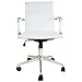 2xhome Ergonomic Executive Chair Mid back PU Leather With Arm Rest Tilt Adjustable Height With Wheels Arms Swivel Task Computer Desk Office Conference Room Lumbar Support Mid Century White