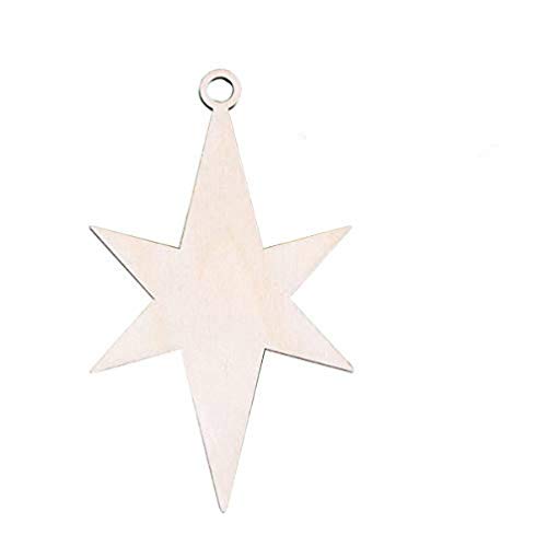 10Pcs Christmas Wooden Ornaments Star Shape Unfinished Wood Slices Wood Blanks Christmas Hanging Decorations for DIY Crafts Xmas Holiday Decor