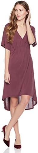 Painted Heart Women's Kimono Sleeve V-Neck Pleated Front Midi Dress Large Wine Red