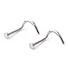 Ruifan 18G 316L Surgical Steel Nose Stud Twister Screws Ring with 2MM Flat Top Piercing Jewelry 2PCS - Steel