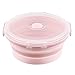 CARTINTS Silicone Collapsible Food Storage Containers-Prep/Storage Bowls with Lids – Set of 4 Round Silicone Lunch Containers – Microwave and Freezer Food Containers(pink)