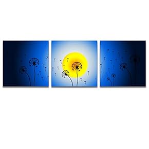 3 Panel Canvas Wall Art Beautiful Moonlit Night Pictures Home Wall Decorations for Bedroom Living Room Paintings Canvas Prints Framed - 12"x12"x3 Panels