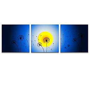 3 Panel Beautiful Moonlit Night Pictures Home Wall...