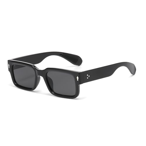 LJCZKA Retro Square Sunglasses for Women Men Fashion Rectangle Chunky Sun Glasses 90s Vintage Square Thick Frame Shades UV400 Protection