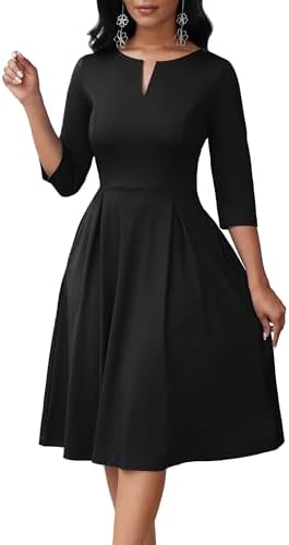 black a line dress amazon Women Elegant Black Dress Summer Korean Fashion Short Sleeve O-Neck A-Line  Mini Dresses Female Student (Black,M,8) at Amazon Women's Clothing store