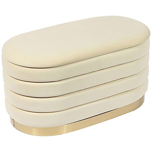 Lillian Velvet Storage Bench (Cream) Pricepulse