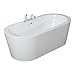 Woodbridge Freestanding Bathtub, 100% Acrylic Bath Tub, High Glossy White, with Brushed Nickel Overflow, B-0002