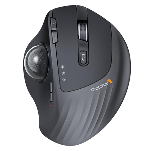 ProtoArc Mouse Trackball Inalámbrico, EM01 NL Trackball Ratón Ergonómico, 2.4G USB & Bluetooth, Conexión para 3 Dispositivos, Ángulo Ajustable, Recargable, Compatible con PC, Mac, Windows | Ratón ergonómico recargable de 2,4 G con 5 DPI ajustables, conexión de 3 dispositivos para PC, Mac, Windows, negro