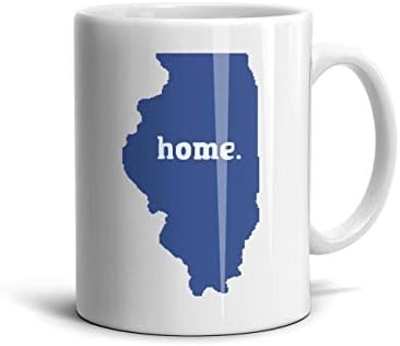 DNSIFH55 White Ceramic Mugs Blue Illinois Map Simple 11 oz Tea Mugs Used to Hold Latte Cappuccino Tea Coffee Water Drinks Milk for Co-Workers