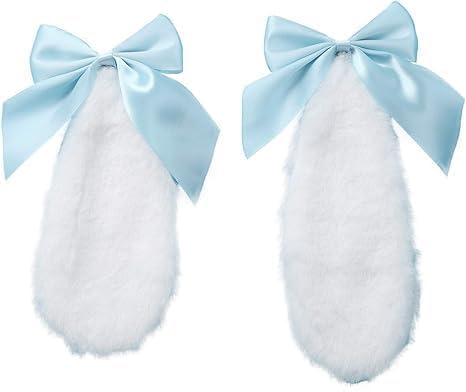 Photo 1 of 1 Pair Blue Girls Bunny Plush Lop Ears Hair Clip, Easy to Wear Ornaments, Hairpin Cosplay Headwear, Rabbit Furry Ears Ribbon Bow-knot Hair Clamp Hairpin, Hair Accessories