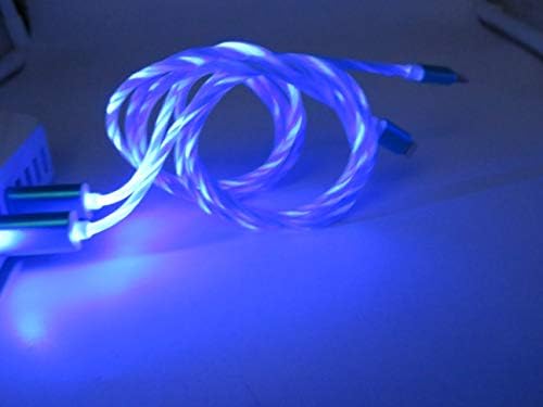 EEkiiqi 2 Packs 3.3ft LED Charging Cable Glow in The Dark Visible Flowing Phone Charger Cable Light UP USB Charger Cords Compatible with Phone X/8/8 Plus/7/7 Plus/6/6 Plus/5/5S/5C/SE (Blue)