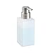 mDesign Foaming Soap Glass Dispenser Pump Bottle for Bathroom Vanities or Kitchen Sink, Countertops - Pack of 2, Square, Frost/Brushed