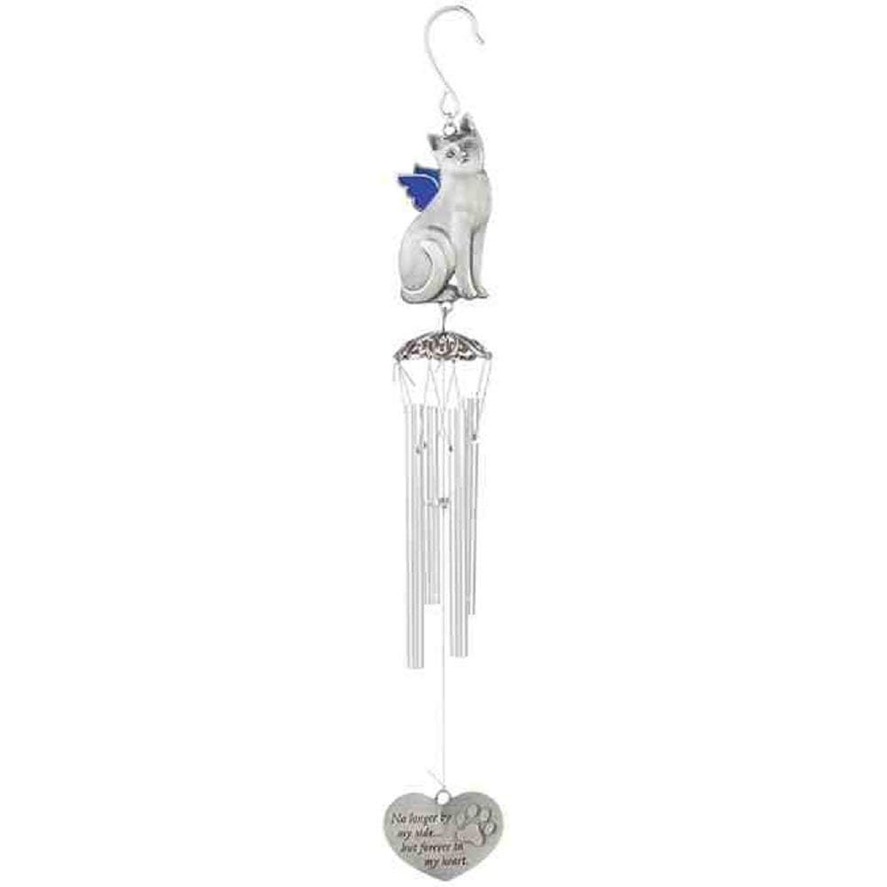 Carson Modern Grey Pewter Cat Wind Chime, 1.75'' W x 17.5'' H