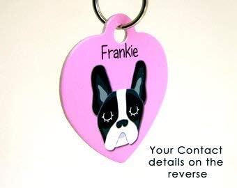 Dog Tag - French Bulldog Heart Tag - Personalised Heart Tag - Dog id Tag - Frenchie Heart Tag - Frenchie Dog Tag - Frenchie id tag - bulldog