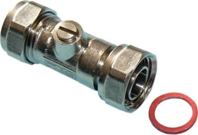 UKDD® 15mm Service Valve Straight 1/2" Inc. Washer Chrome