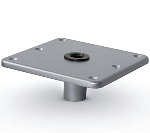 PQY Boat Seat Pedestal Mount Base – 7x7 Inch, 3/4" Pin Post Socket – Silver, 2-Pack