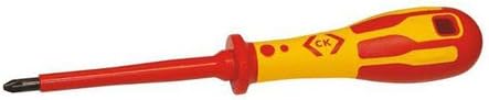 C.K Dextro VDE Pozidriv Screwdriver PZ2 x 100mm, Insulated Screwdrivers for Electricians Tested to 10,000v