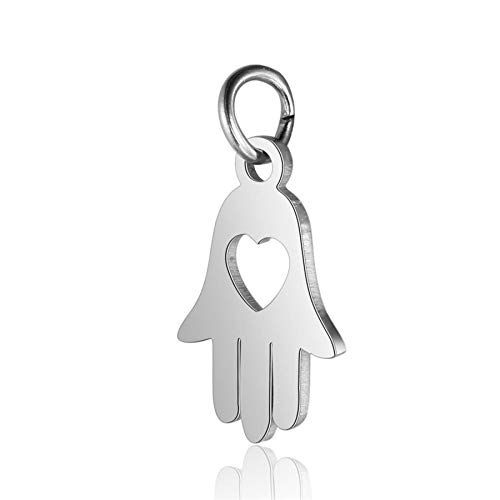 2Pcs/lot Steel Color Hamsa Hand Charms Pendants 19x10mm Stainless Steel Mini Charms for Diy Jewelry Making Bracelet Handmade Gifts