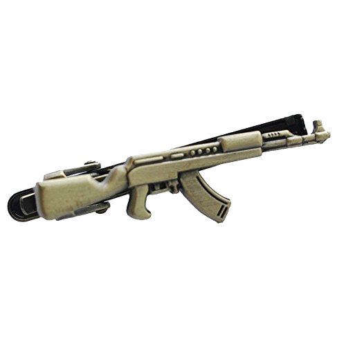 Newsilkroad ak-47 gun shape tie clip tie bar,men s rhodium plated…