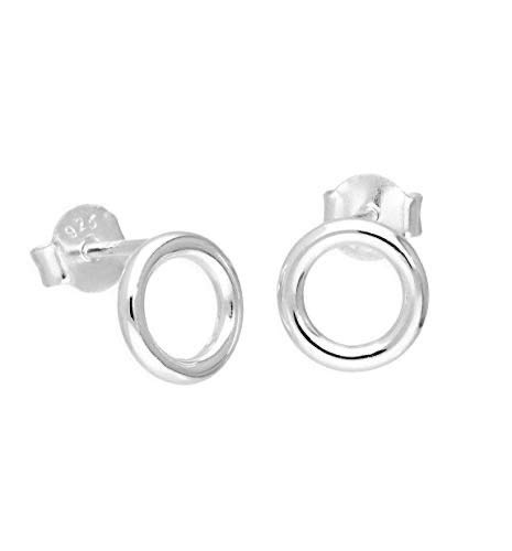 Iszie 925 Silver Round Circle Earrings Small Minimalist Hollow