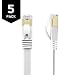 Buhbo 6 inch (0.5 ft) CAT7 Flat Ethernet Cable Shielded STP Network Snagless Cable RJ45 Cat 7 (5-Pack) White primary