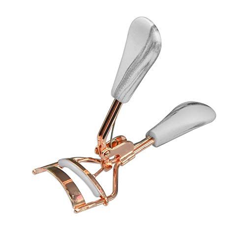 Beauty Plus - Eyelash Curler, Professional, Applicator, Stainless Steel with Silicone Pad, for Perfect Curling and Applications, (Rose Gold Marble)