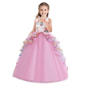 HOIZOSG Meisjes Eenhoorn Verjaardag Carnaval Kostuum Prinses Mouwloos Tule Jurk Halloween Kerstfeest Pageant Lange…
