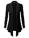 BILY Women's Asymmetrical Front Long Sleeve Front Pockets Light Sweater Cardigan Black XX-Large