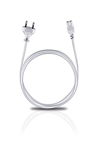 Oehlbach Powercord C7 / 300 - Cordon d'alimentation 2 pôles avec Prise Euro (CEE7/16) - Très Flexible, Excellente fiabilité de Contact - 3m Blanc