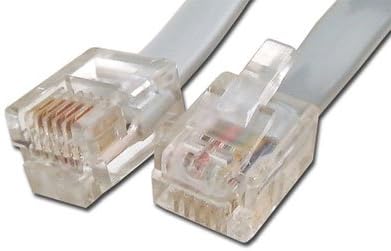 4 foot 4 Conductor Silver Satin Telephone Phone Line Cable Cord Wire- Used For 1 Or 2 Phone Lines RJ11 / RJ14 Type End- Commonly Used In Most Residential Homes, Also A Lot Of Small Business Use This Also.