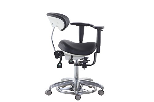 BONEW Medical Dental Chair Microscope Saddle Stool Foot Controlled/Pedal Base PU Leather SDS-FC1