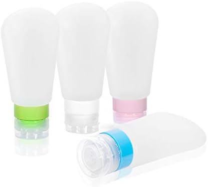 Silicone Leakproof Travel Bottles Set,Fukalu 4 Pack Refillable Food-Grade Silicone [Under 100ml Liquids Airline Approved] Leak Proof Travel Bottles Set for Shampoo,Conditioner,Lotion,Toiletries (3Oz)