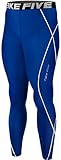 New 054 Skin Tights Compression Leggings Base Layer Blue Running Pants Mens (M)