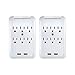 Maximm Multi-Outlet Wall Adapter (2-Pack) Surge Protector (300 Joules) 2-USB Ports 2.1A Wall Charger, Wall Mount Charging Center 6 AC Outlet Wall Mount Adapter, ETL Certified