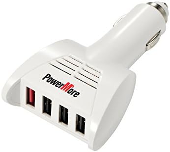 Quick Car Charger QC3.0 40W PowerMore 4 USB Port Fast Charge [QC2.0 Compatible]For MacBook 12", iPhone, iPad, Huawei P9, ZUK Z1, Lumia 950, Moto Z, MEIZU Pro 6, LG G5 [No Cable]