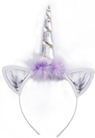 Crazy Possible Silver Unicorn Swirly Cat Ear Headband