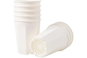BangQiao 8 Pack 6.10 Inch White Plastic Deep Nursery Pot and Seedling Planter for Succulent, Cutting, Transplanting