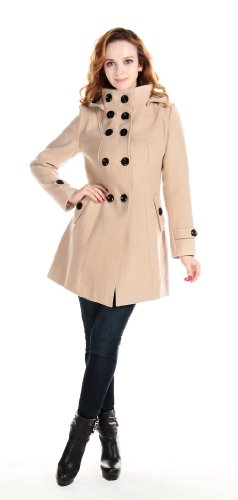 CHAREX Women Wool Blends Coat Trench Coat Long Jacket Outwear Collar Overcoat