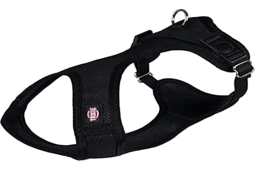 TRIXIE comfort soft touring harness size S-M: chest circumference 13.8–23.6 inches/0.8 inches in black – padded dog harness for jogging with infinitely adjustable belly strap for small dogs, 16281
