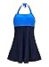 American Trends Womens Sporty Boyleg Swimdress Plus Size Vintage Halter One Piece Swimsuit Long Torso Skirted Bathing Suit