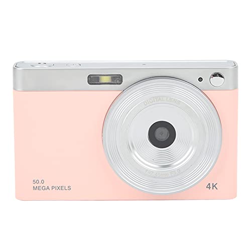 Kids Digital Camera, 4K Vlogging Camera with 50MP, 16X Zoom, Built-in LED Fill Light, Rechargeable - Pink